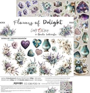 Комплект дизайнерска хартия - Flowers Of Delight - Flowers & More - 4 листа