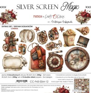 Комплект дизайнерска хартия - Silver Screen Magic, Flowers… and Cinema - 8 листа