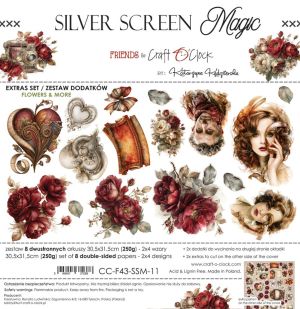 Комплект дизайнерска хартия - Silver Screen Magic, Flowers… and Cinema - 8 листа