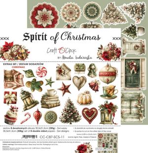 Комплект дизайнерска хартия с елементи за изрязване -Christmas/ Spirit Of Christmas  - 8 листа