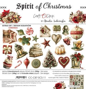 Комплект дизайнерска хартия с елементи за изрязване - MIX / Spirit Of Christmas  - 8 листа