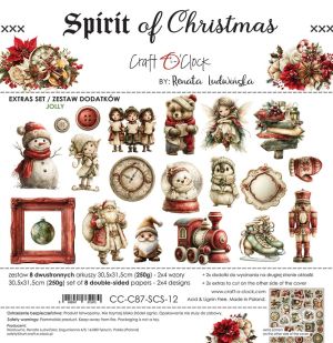 Комплект дизайнерска хартия с елементи за изрязване - MIX / Spirit Of Christmas  - 8 листа