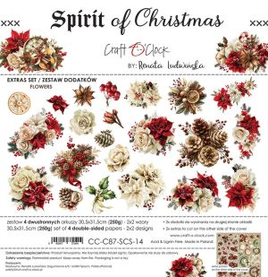 Комплект дизайнерска хартия с елементи за изрязване - Flowers & More / Spirit Of Christmas  - 4 листа
