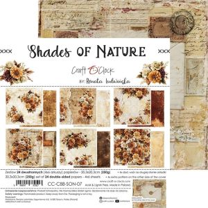 Комплект дизайнерска хартия 20,30х20,30 см - Shades Of Nature - 24 листа