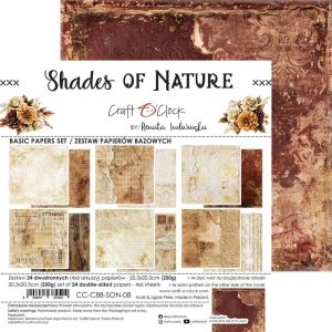 Комплект дизайнерска хартия 20,30х20,30 см - Shades Of Nature - 24 листа