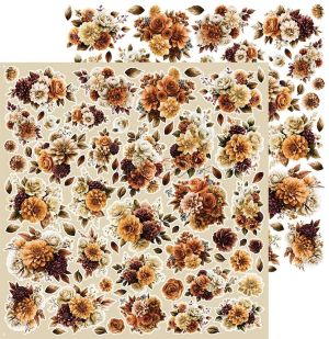 Комплект дизайнерска хартия с елементи за изрязване 30,50х30,50 см - Flowers & More / Shades Of Nature - 4 листа