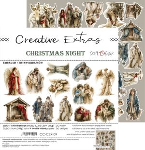 Комплект дизайнерска хартия с елементи за изрязване 30,50х30,50 см - Christmas Night - 4 листа