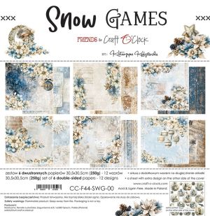Комплект дизайнерска хартия 30,50х30,50 см - Snow Game - 6 листа