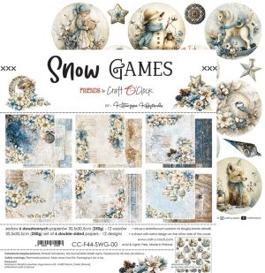 Комплект дизайнерска хартия 30,50х30,50 см - Snow Game - 6 листа