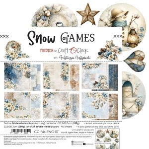 Комплект дизайнерска хартия 20,3х20,30см - Snow Game - 24 листа