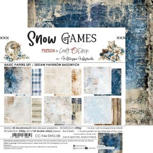 Комплект дизайнерска хартия 20,3х20,30см - Snow Game - 24 листа