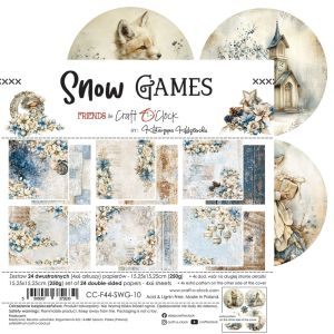 Комплект дизайнерска хартия 15,20Х15,20 см - Snow Game - 24 листа