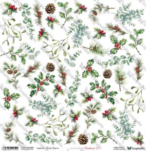 Комплект дизайнерска хартия с елементи за изрязване - Christmas Cheer 30,50 х 30,50 см - 6 листа