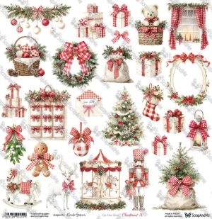 Комплект дизайнерска хартия с елементи за изрязване - Christmas Cheer 30,50 х 30,50 см - 6 листа