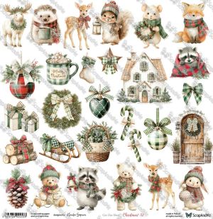 Комплект дизайнерска хартия с елементи за изрязване - Christmas Cheer 30,50 х 30,50 см - 6 листа