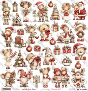 Комплект дизайнерска хартия с елементи за изрязване - Christmas Cheer 30,50 х 30,50 см - 6 листа