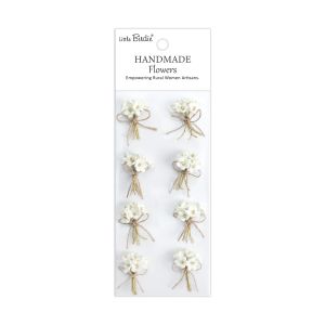 Ръчно изработени цветчета LITTLE BIRDIE Bouquet Ivory Pearl – Букет слонова кост – 8 бр.
