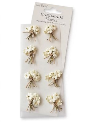 Ръчно изработени цветчета LITTLE BIRDIE Bouquet Ivory Pearl – Букет слонова кост – 8 бр.