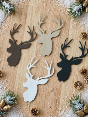Декоративни елементи „Елен трофей“ от цветен картон – 4 елемента – 4,50 × 7,50 см